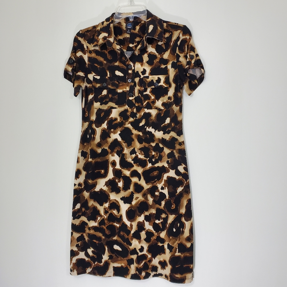 Saint Tropez Short Sleeve Animal Print Dress, Size 6